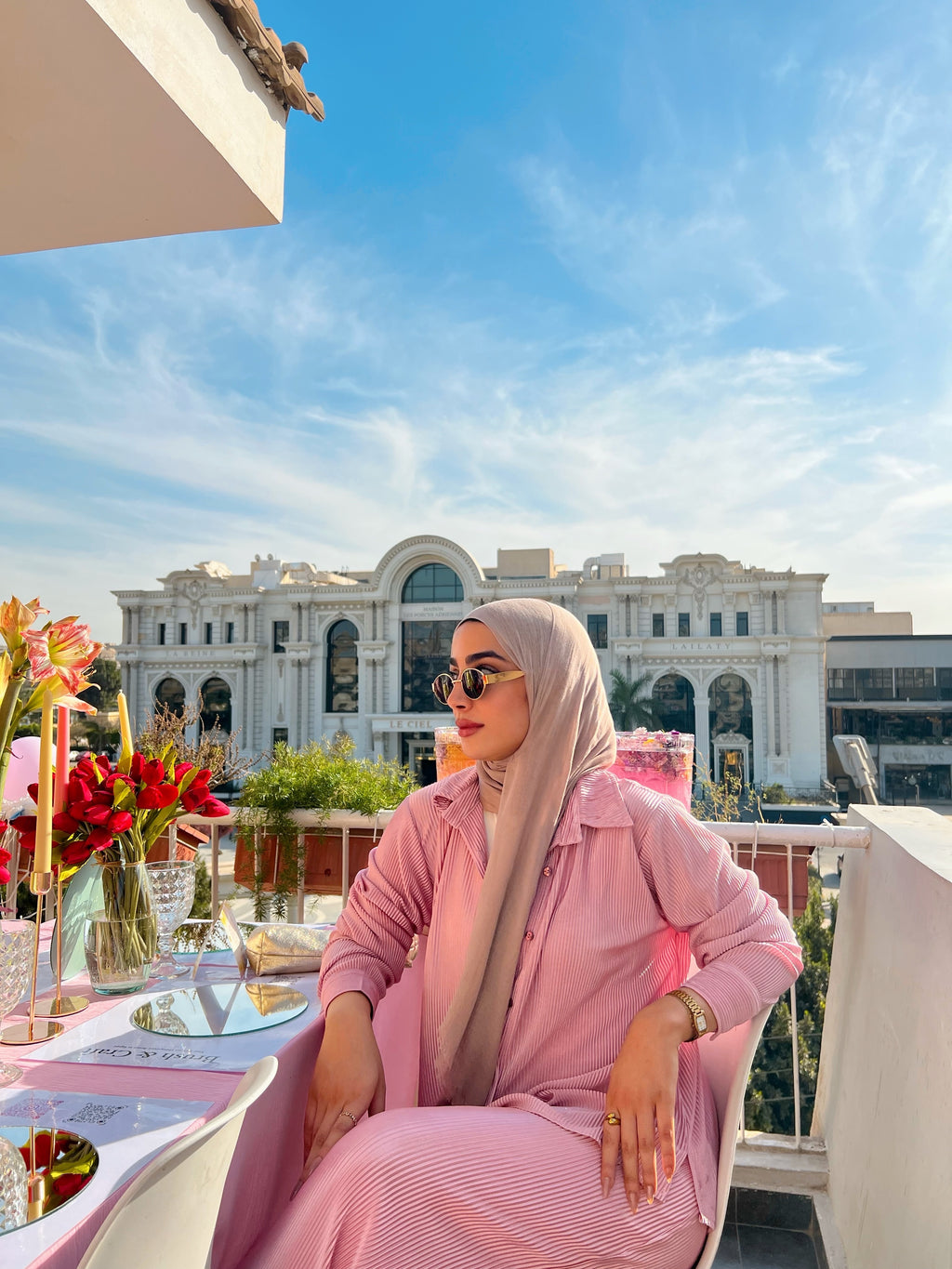 Plisse Set Shirt Rose