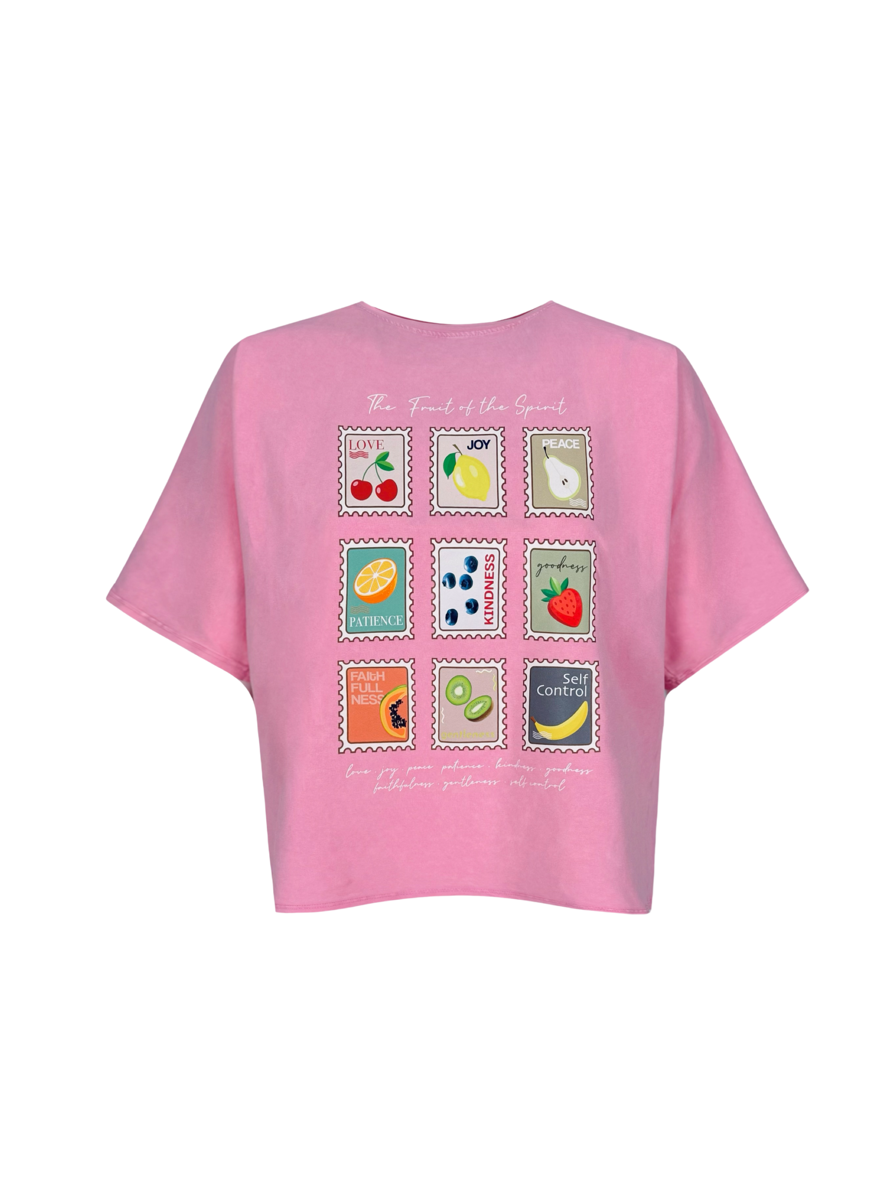 Pink Stamps Half T-Shirt