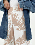 Beige Cream leaves Set Pants