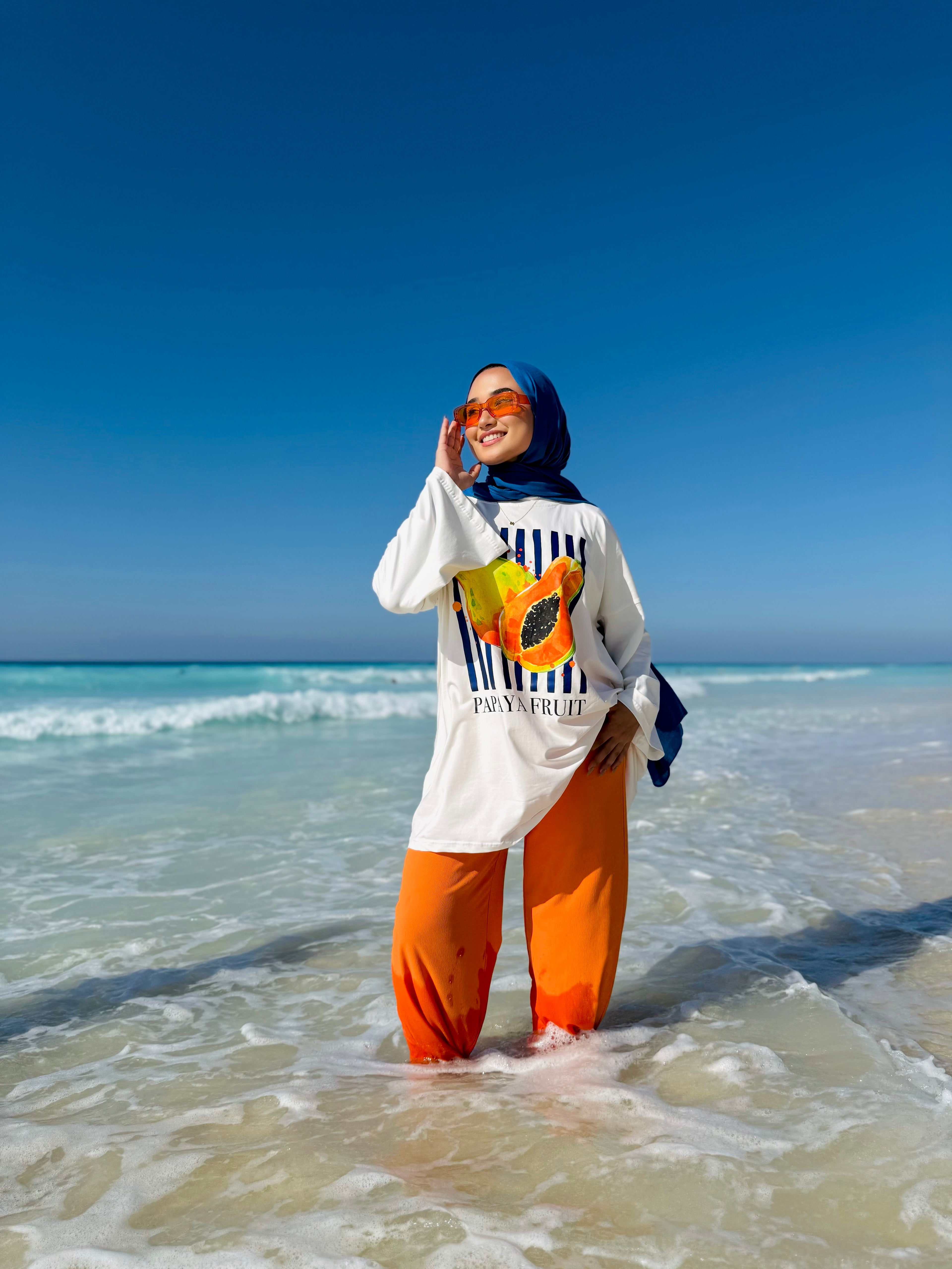 Papaya Cream Long T-Shirt