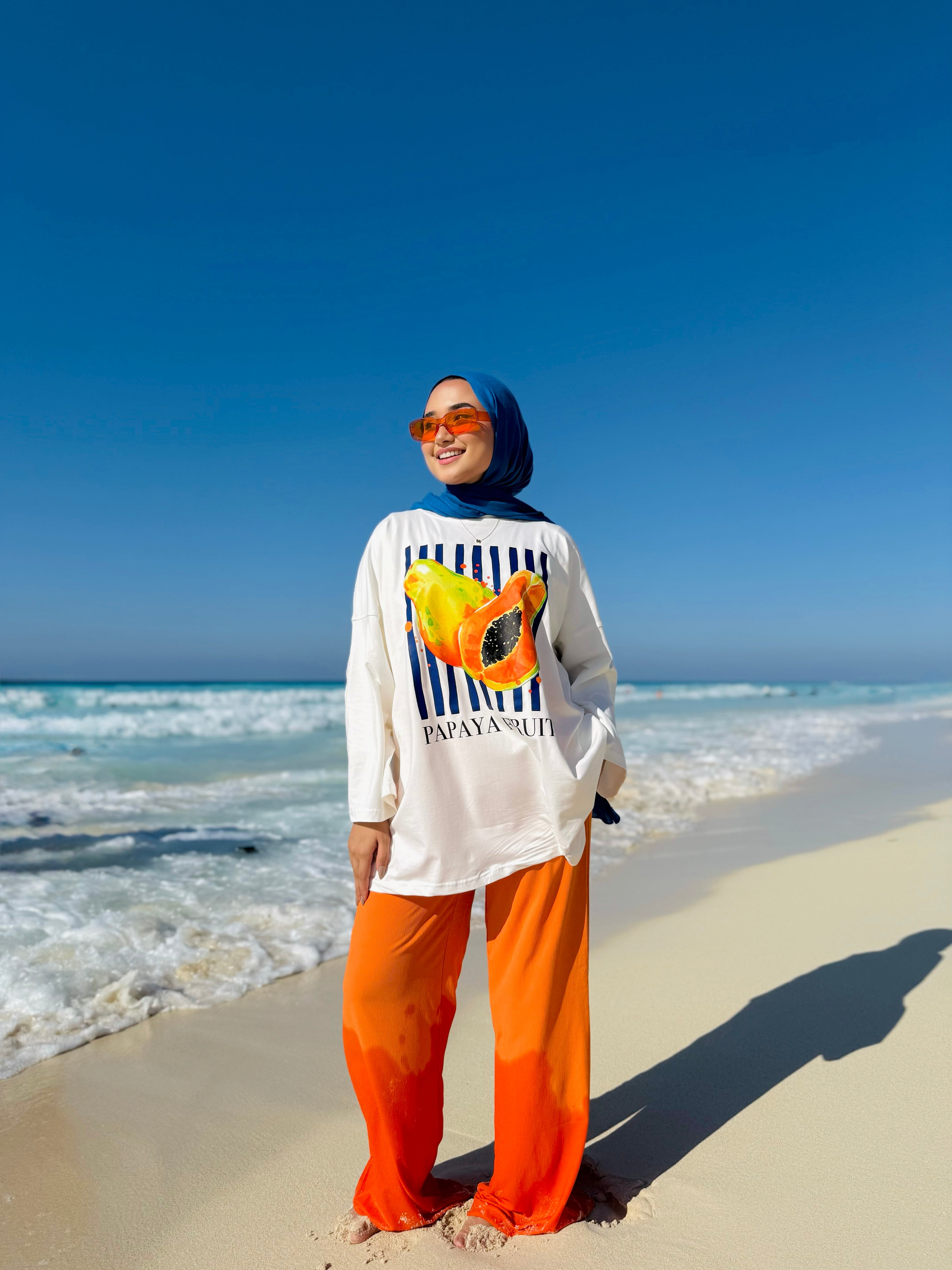 Papaya Cream Long T-Shirt