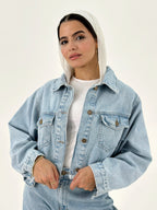New Cropped Jeans Jacket Ice