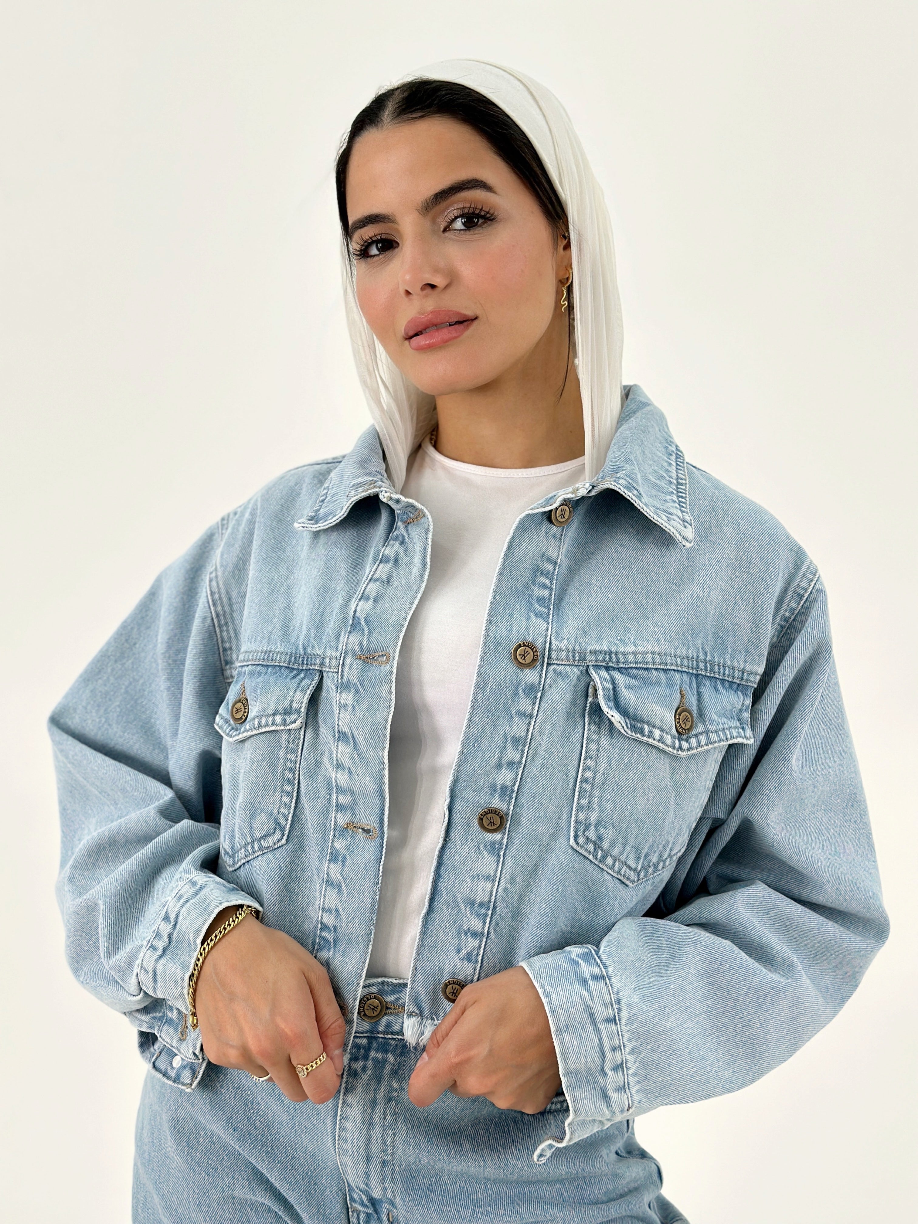 New Cropped Jeans Jacket Ice