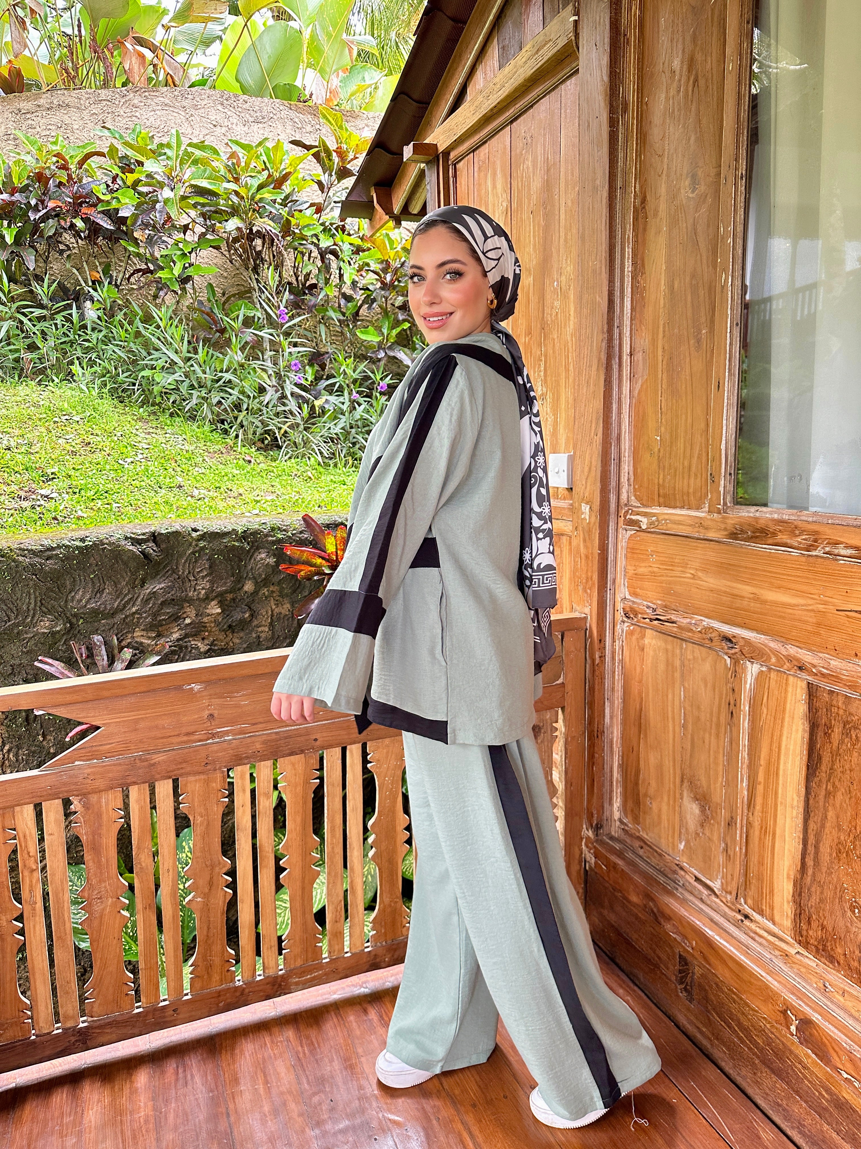 Casual Trims Pants Olive X Black