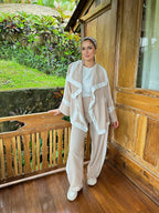 Casual Trims Pants Sand X Cream