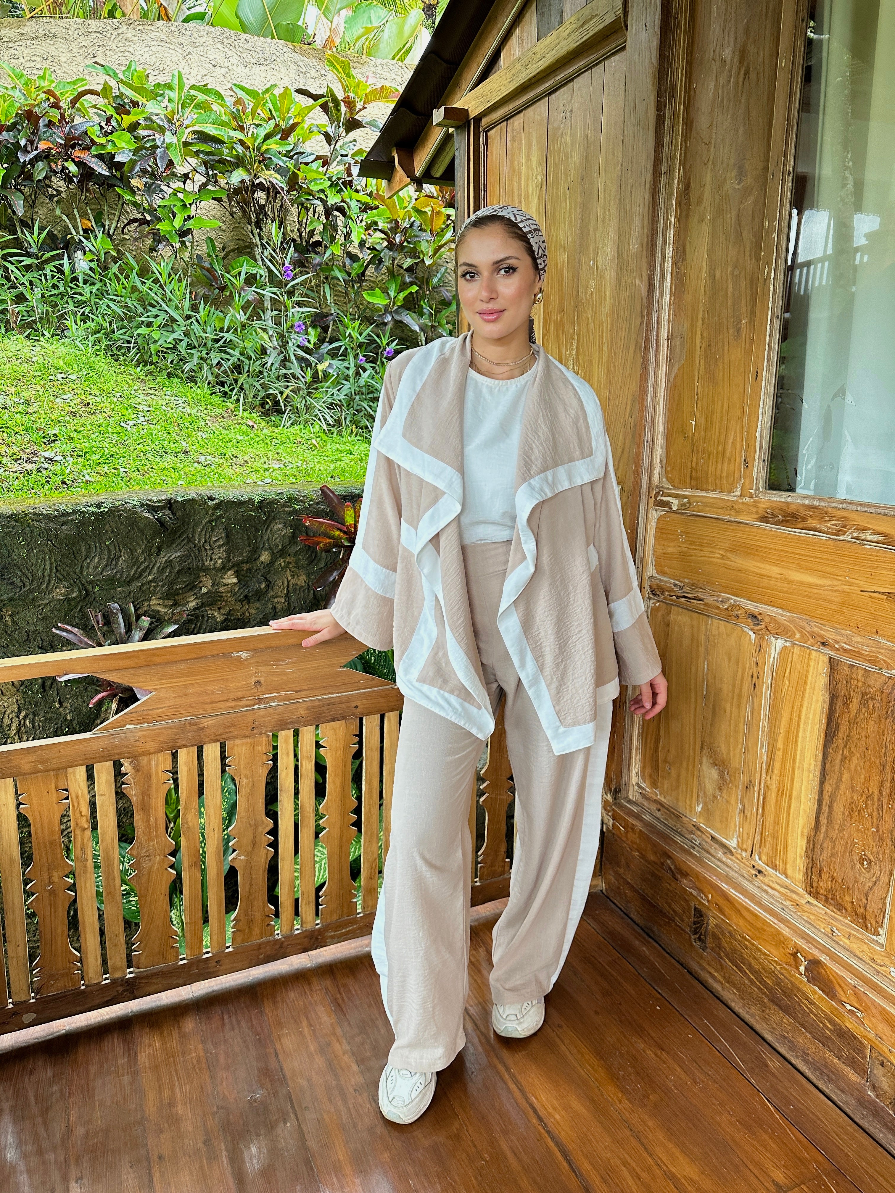 Casual Trims Pants Sand X Cream