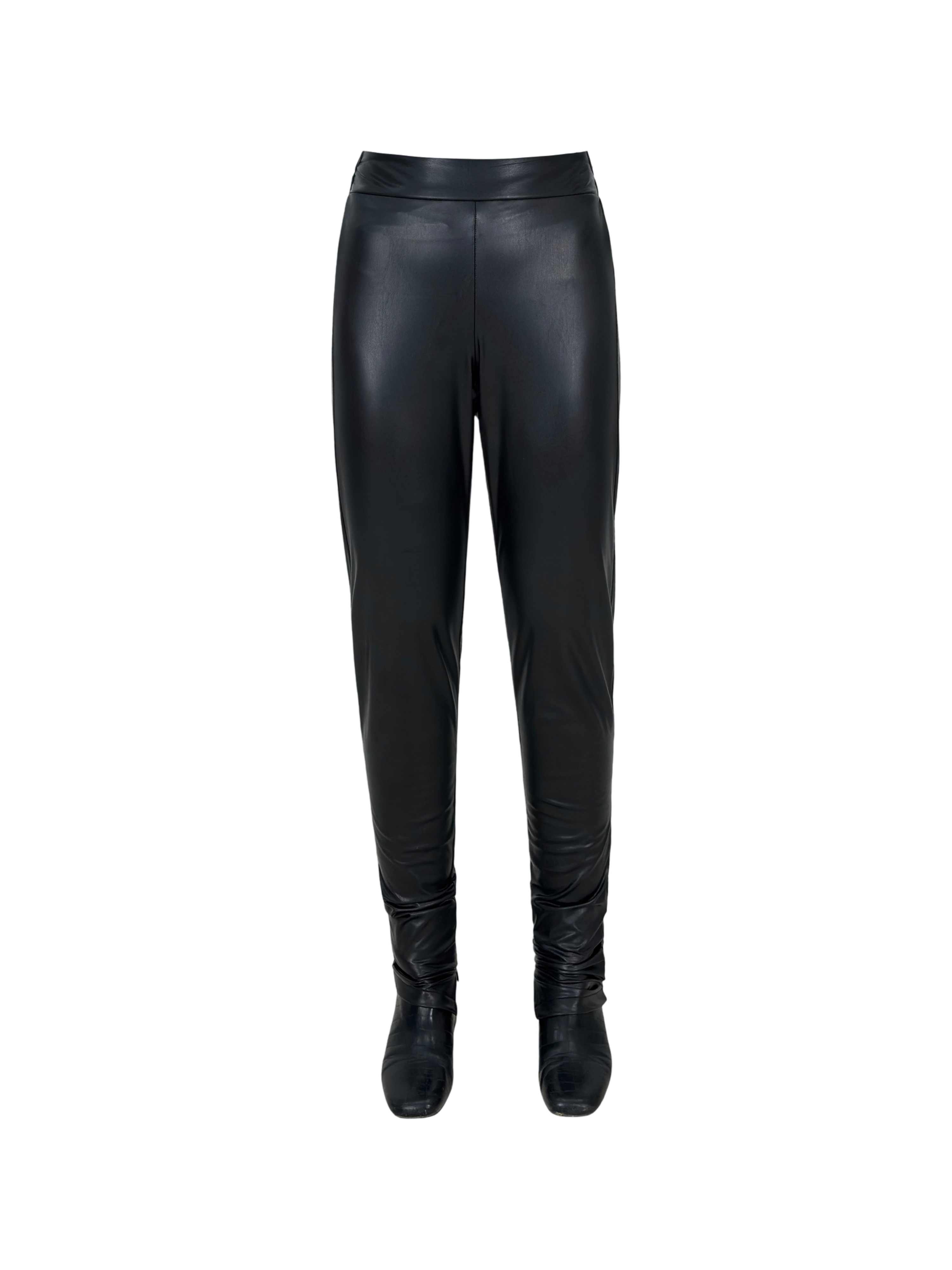 Fitted Side Split Leather Pants