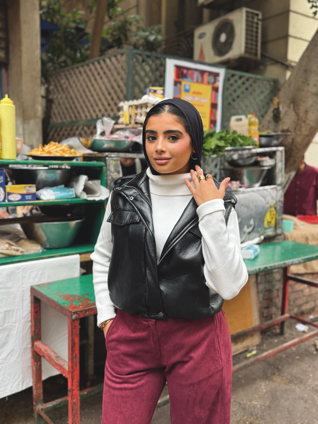 Leather Cropped Vest