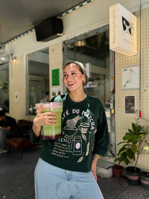 Le Cafe du Matcha Embroidered T-Shirt
