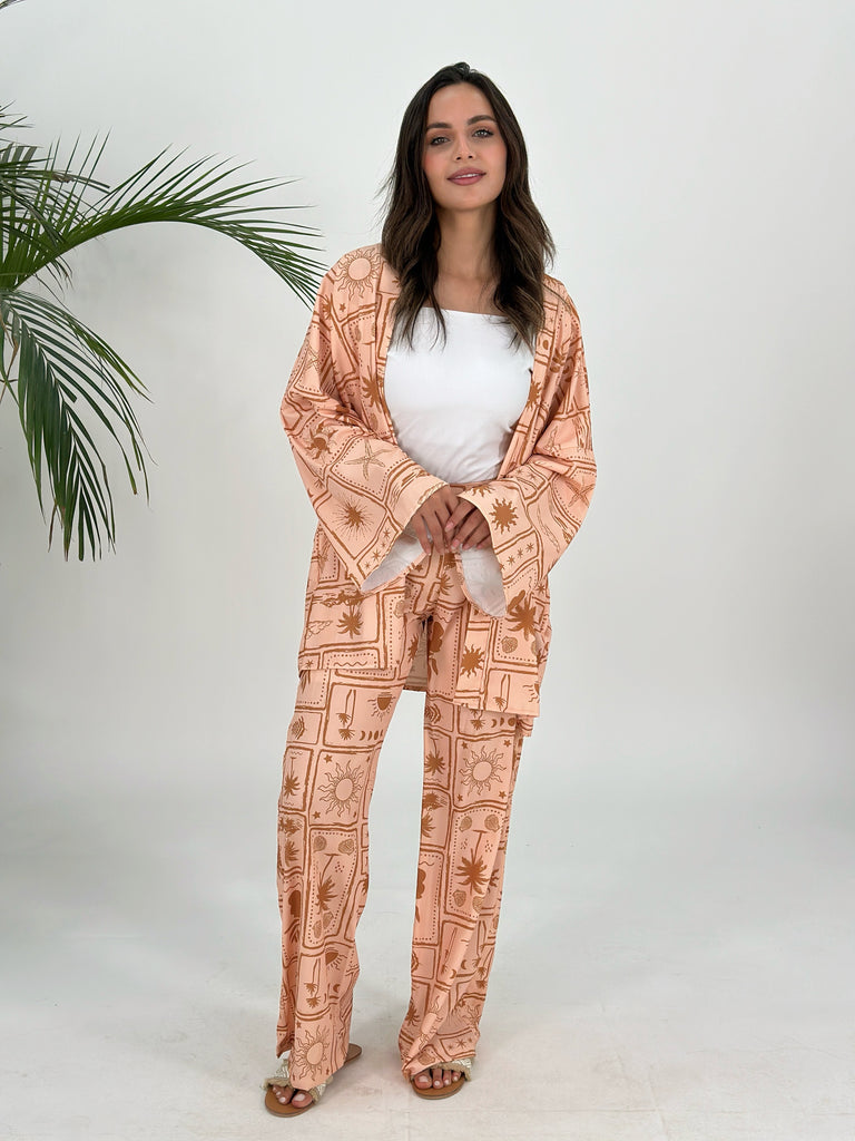 Golden Sandy Rays Set Kimono