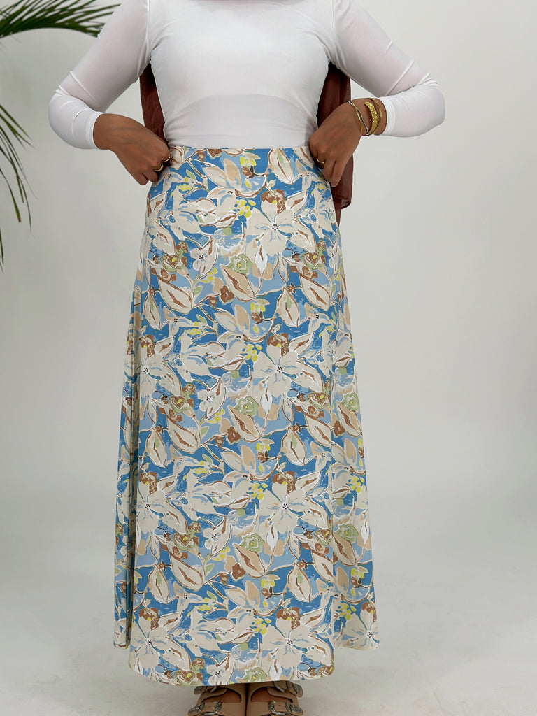 Blooming Blues Slim Skirt