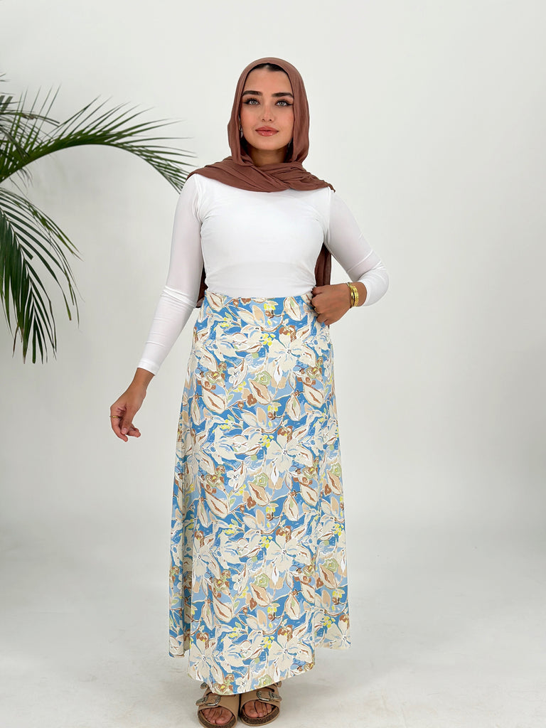 Blooming Blues Slim Skirt