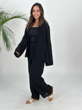 Boho Mesh Wide Pants Black
