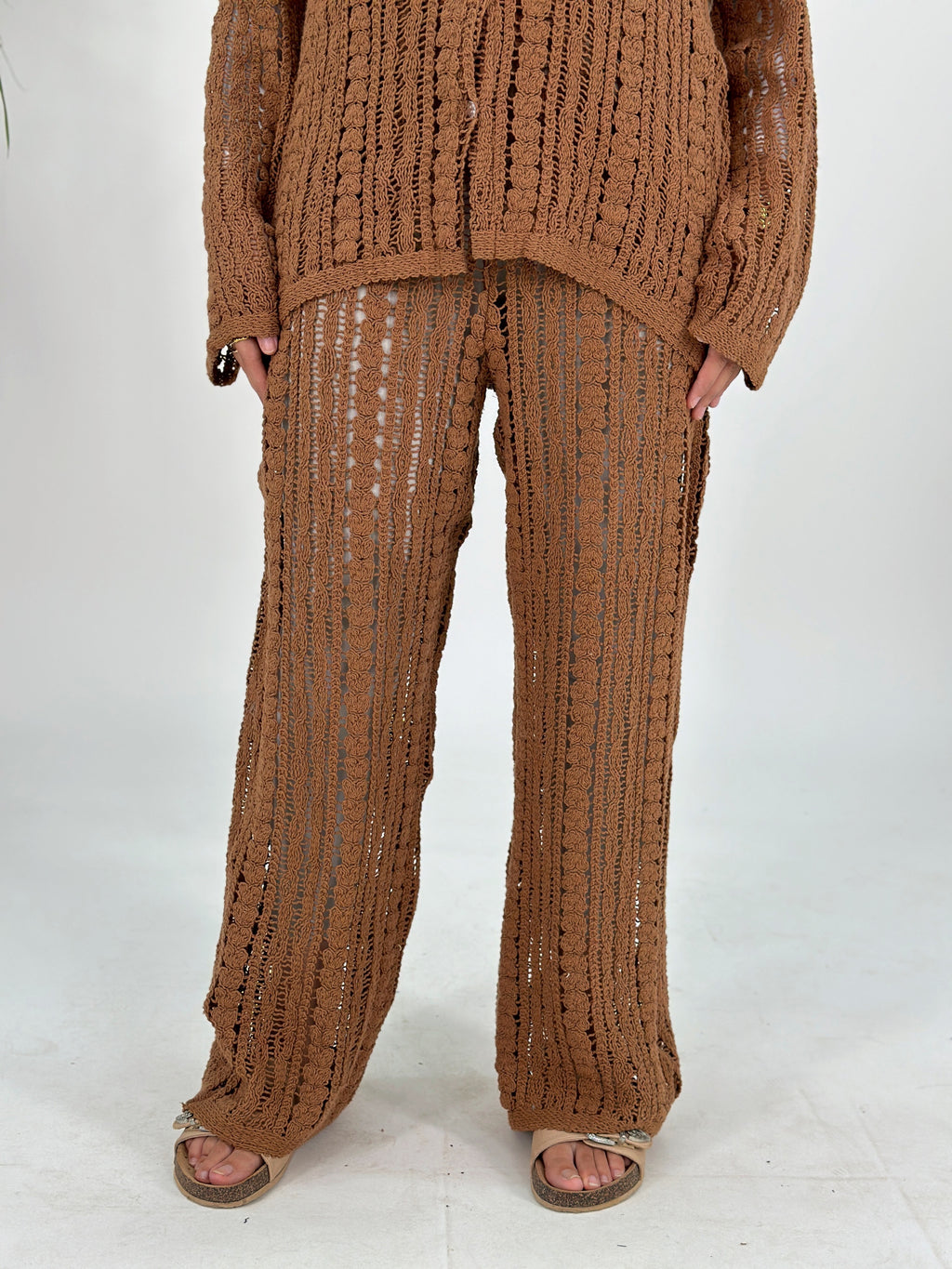 Boho Mesh Wide Pants Burnet Suger
