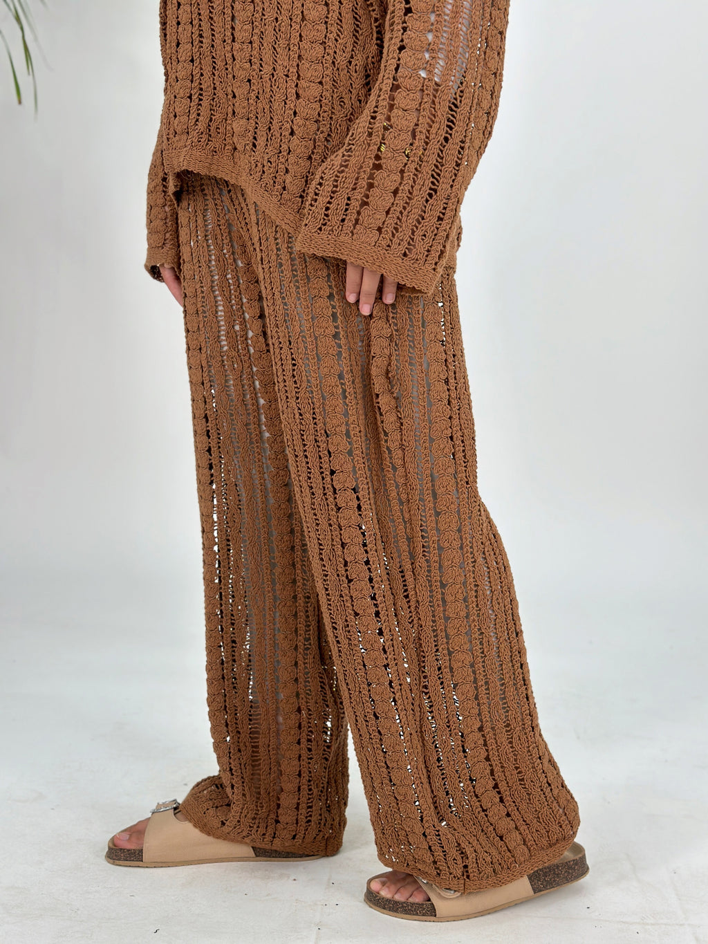 Boho Mesh Wide Pants Burnet Suger