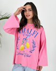 Amalfi Coast T-Shirt Long Sleeve Pink