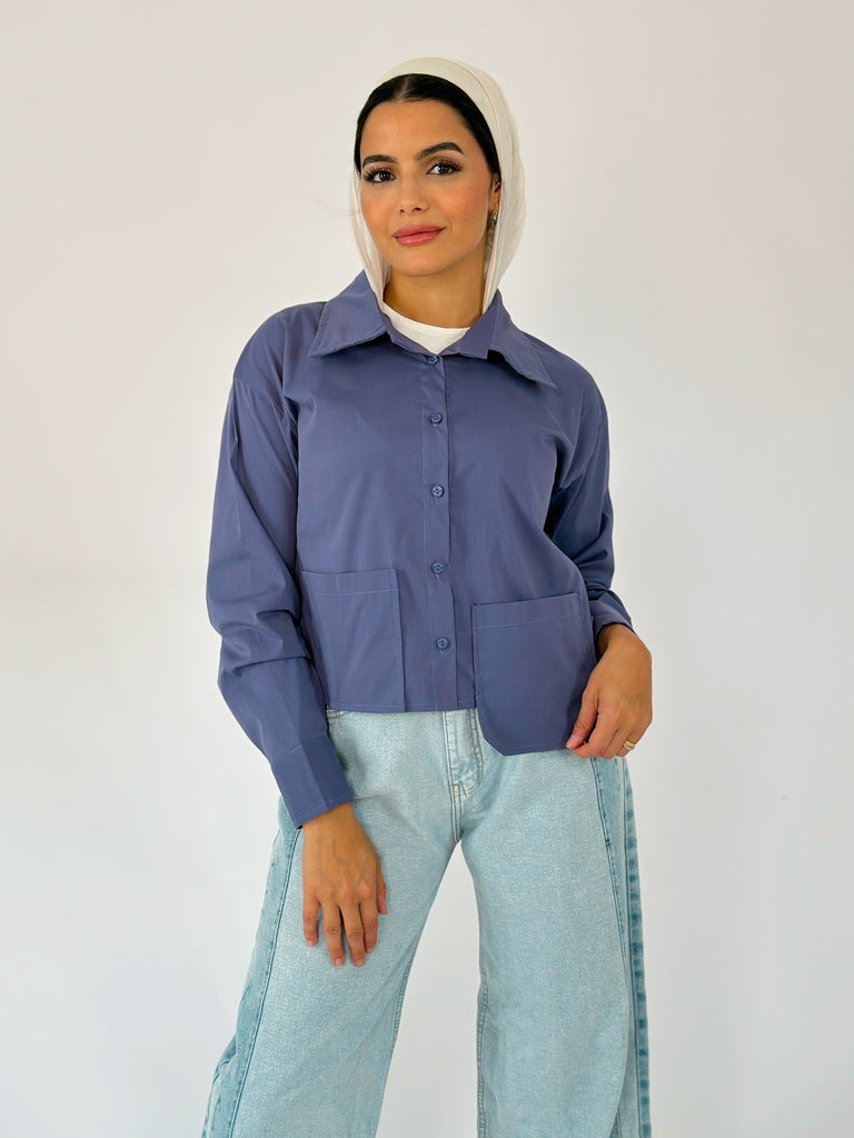 Timeless Crop Basic Shirt Lavender