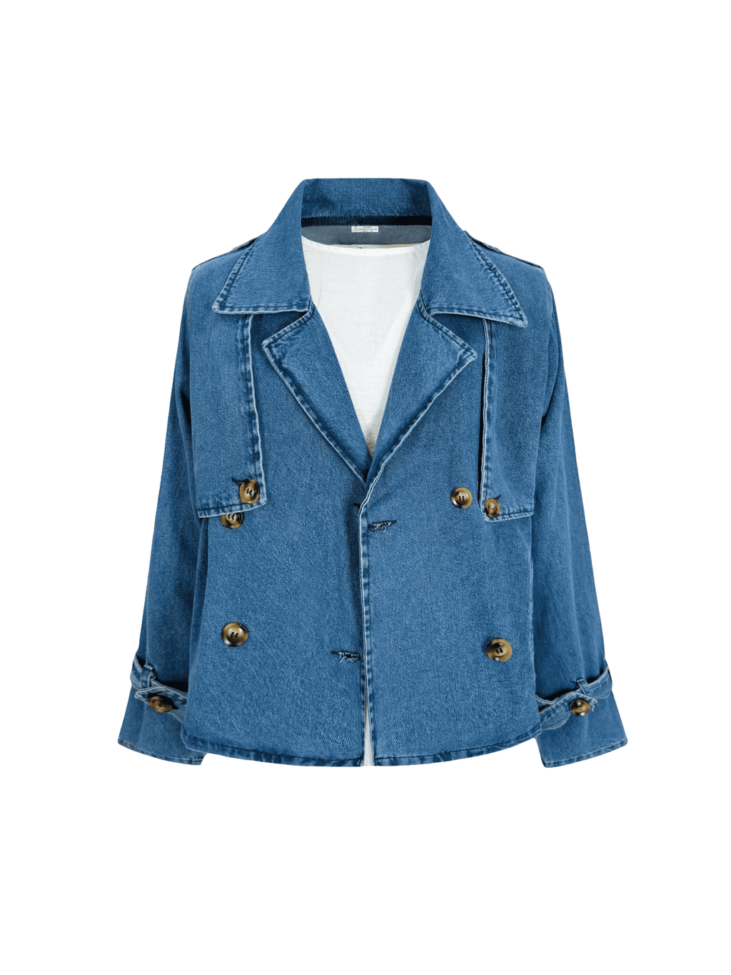 Cropped Denim Trench Coat