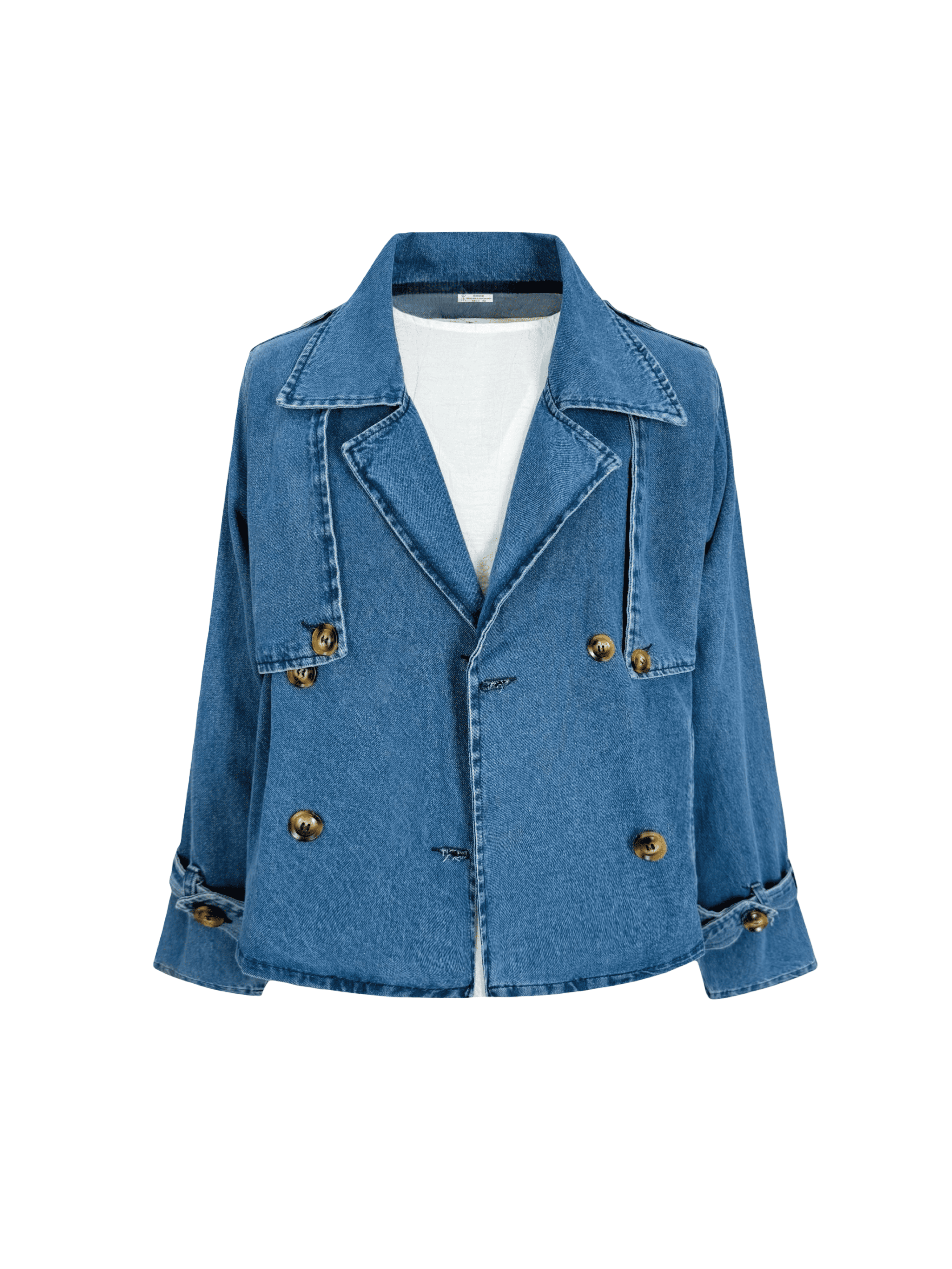 Cropped Denim Trench Coat