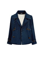 Cropped Denim Trench Coat