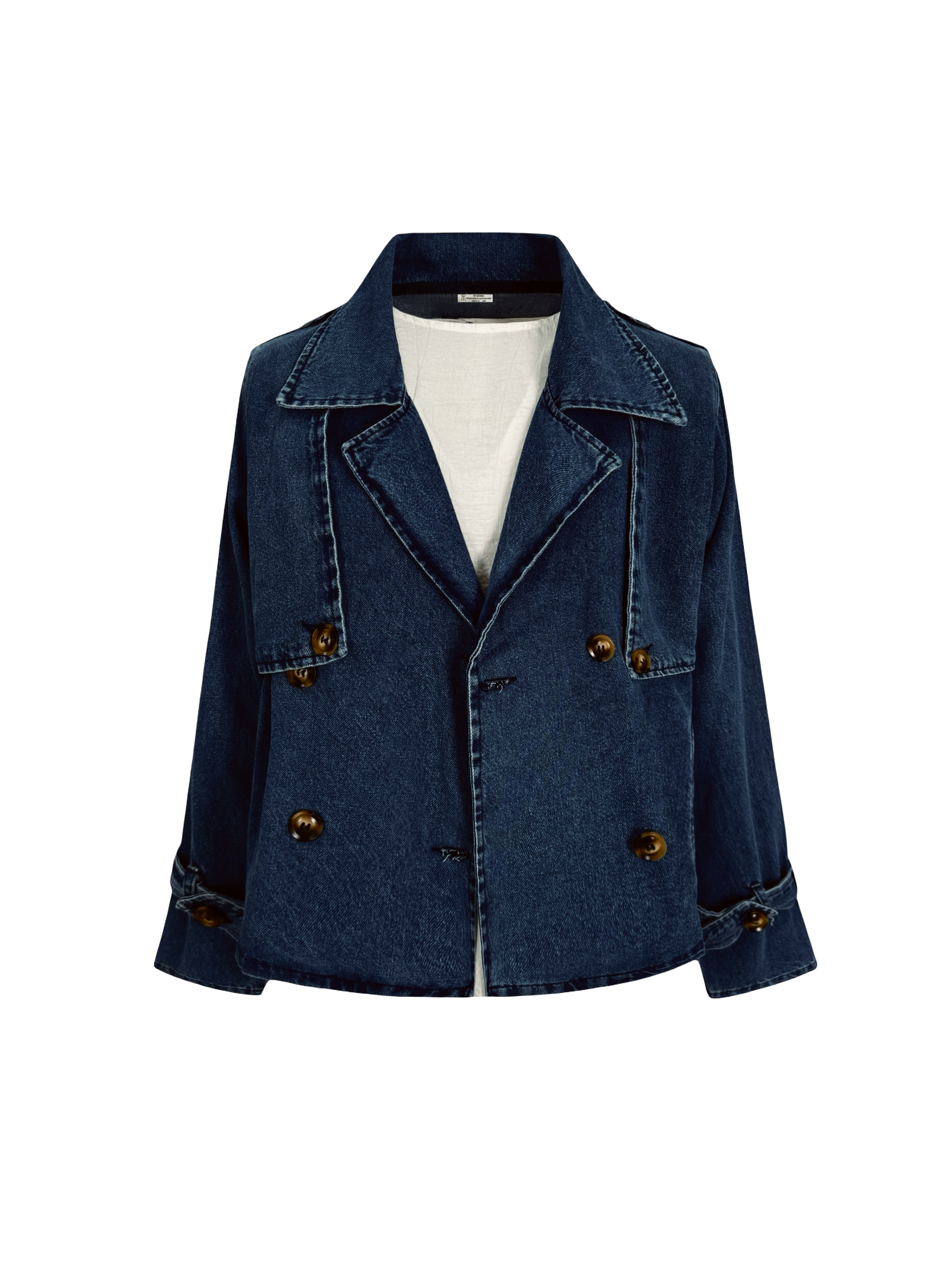 Cropped Denim Trench Coat