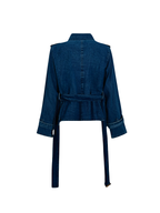 Cropped Denim Trench Coat