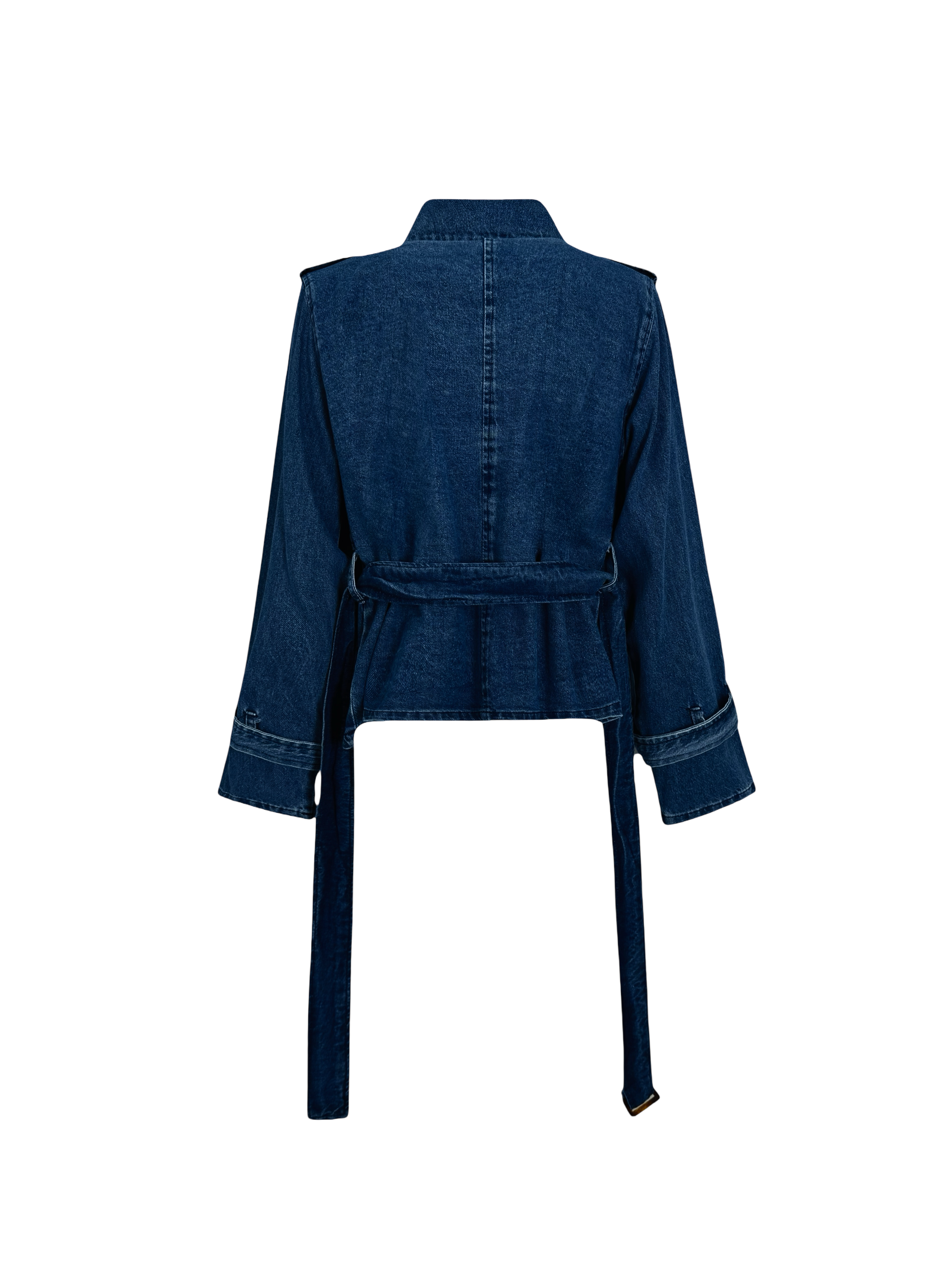 Cropped Denim Trench Coat
