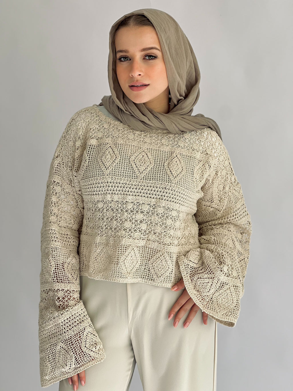 Enchanted Mesh Top Oatmeal