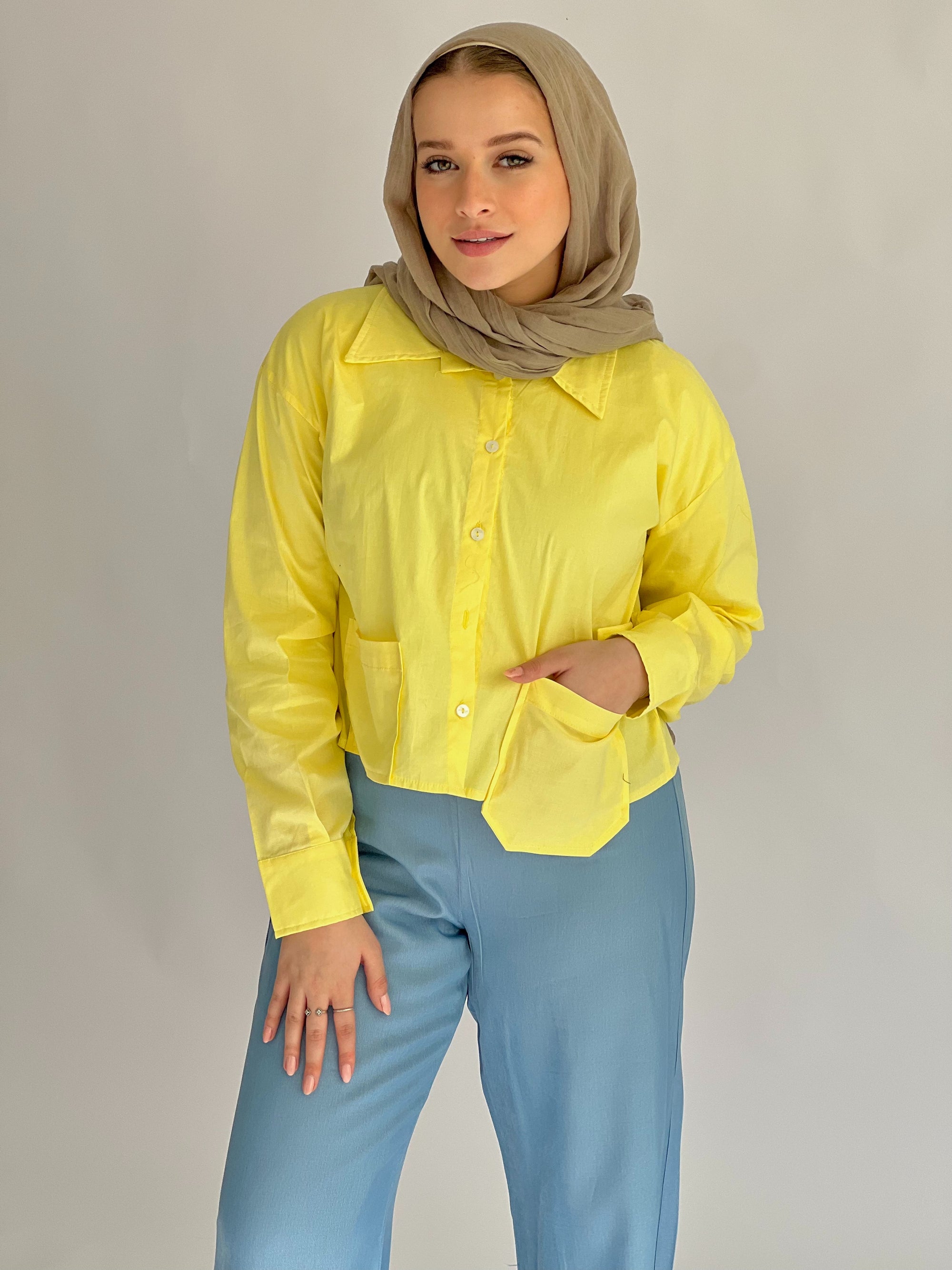 Timeless Crop Basic Shirt Yellow