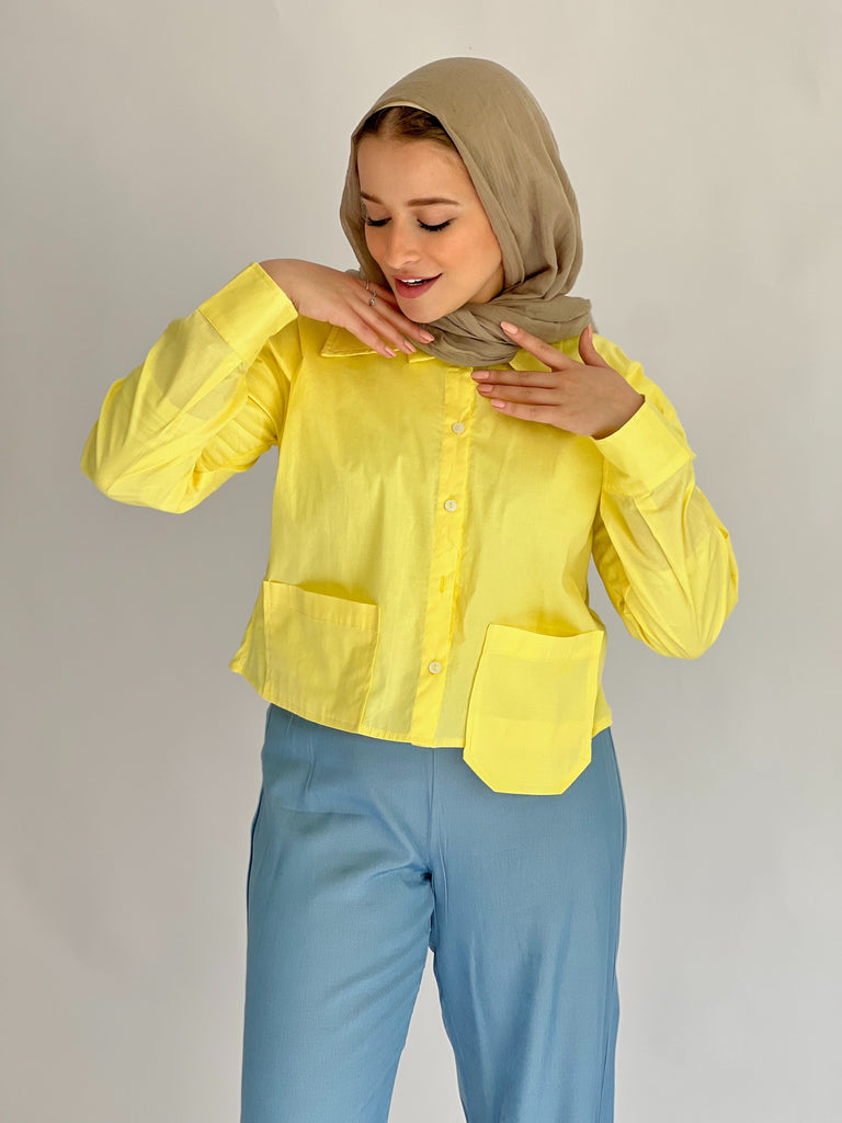 Timeless Crop Basic Shirt Yellow