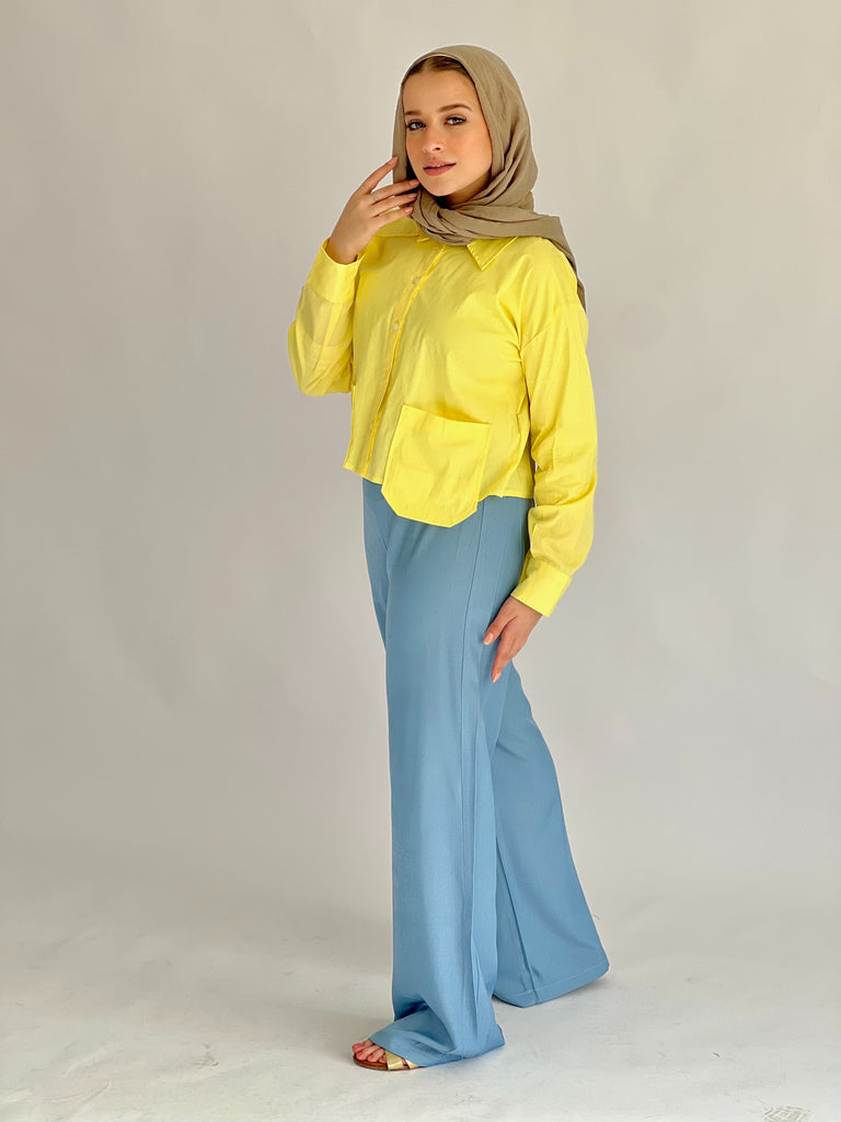 Timeless Crop Basic Shirt Yellow