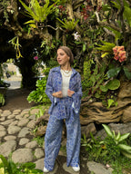 Linen Blue Boho Set Pants