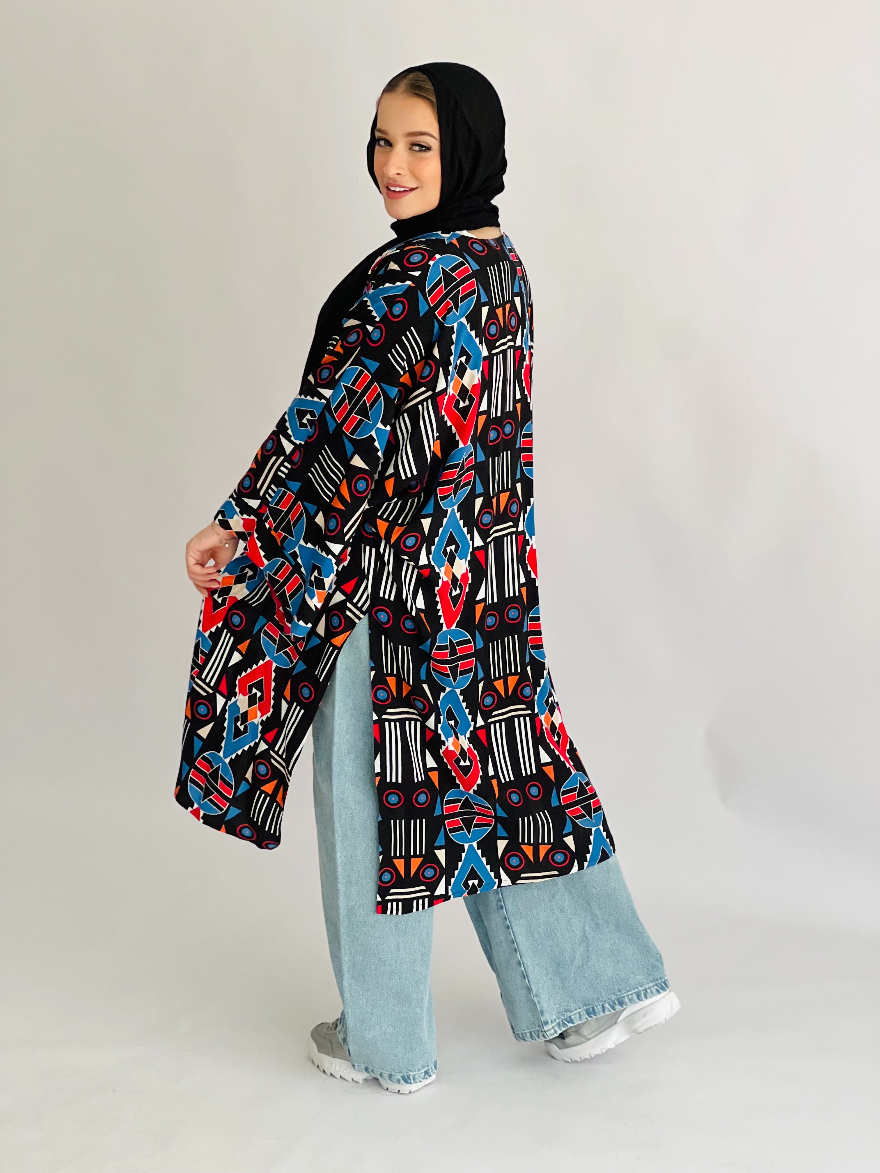 Effortless Colorful Kimono Black