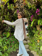 All Sparkling Fringe Linen Shirt Cream