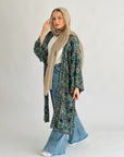 Boho Arabesques Kimono Emerald Green