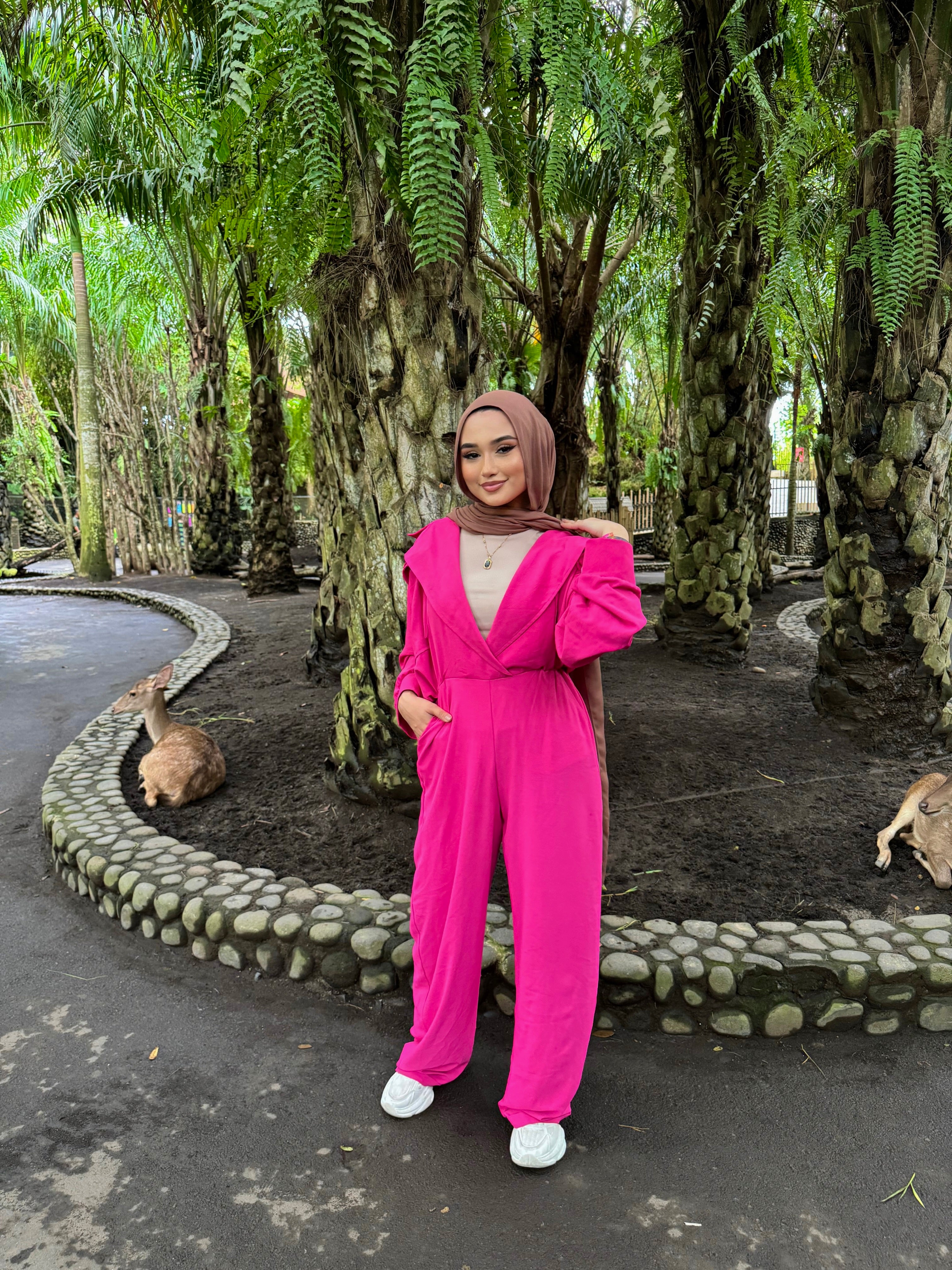 New All The Way Jumpsuit Fuchsia