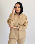 Glamy Everyday Lin Set Shirt Beige