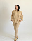 Glamy Everyday Lin Set Shirt Beige