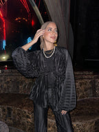 Glam Plisse Set Cardigan Dark Glam