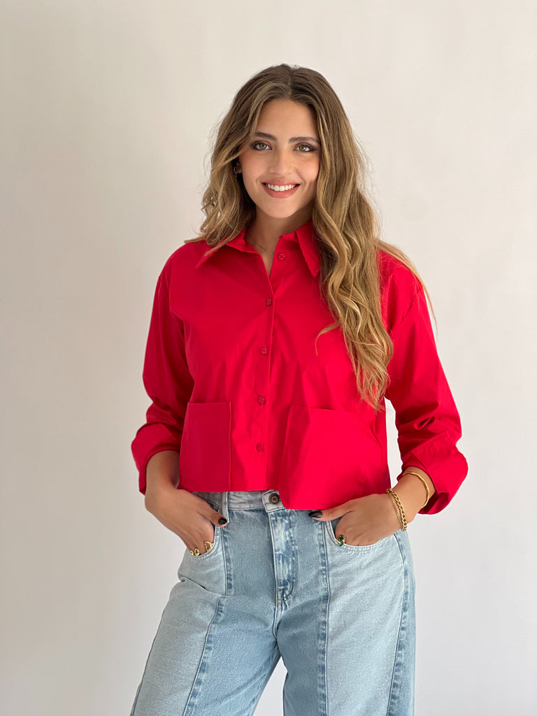 Timeless Crop Basic Shirt Cherry