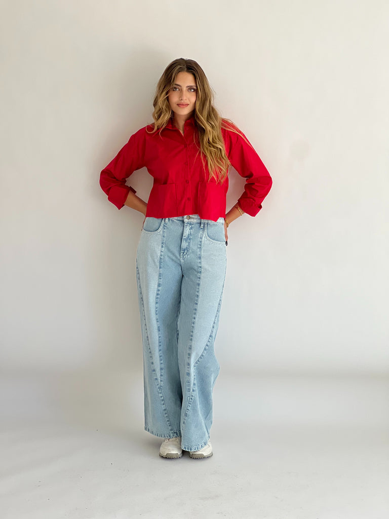 Timeless Crop Basic Shirt Cherry