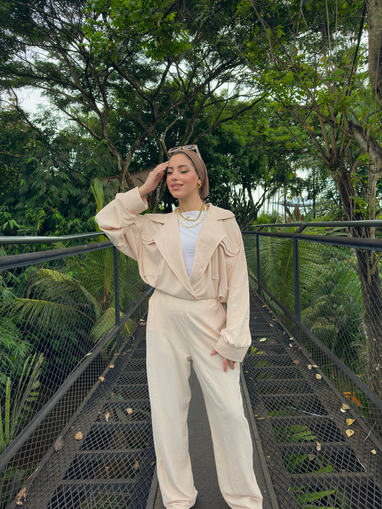 New All The Way Jumpsuit Oatmeal