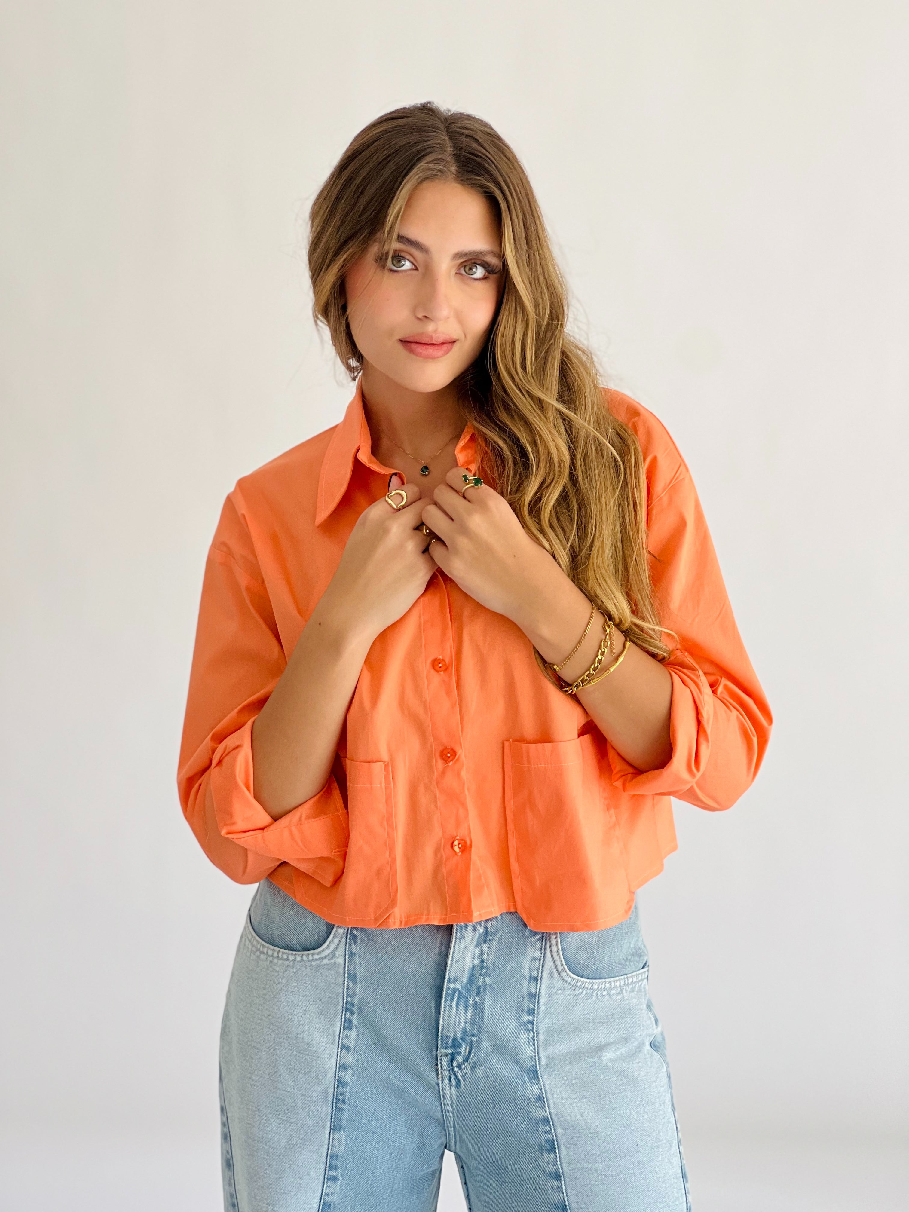 Timeless Crop Basic Shirt Orange – HK Designs