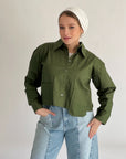 Timeless Crop Basic Shirt Dark Green