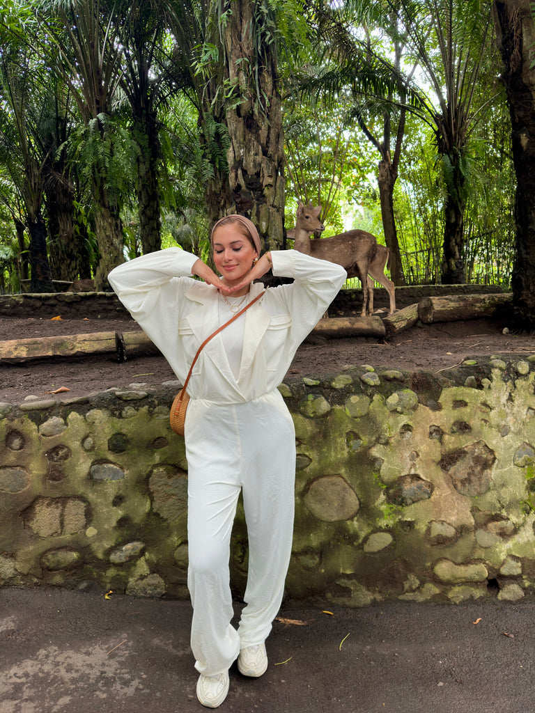 New All The Way Jumpsuit Cream