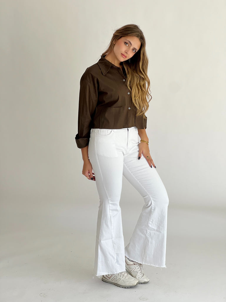 Timeless Crop Basic Shirt Olive