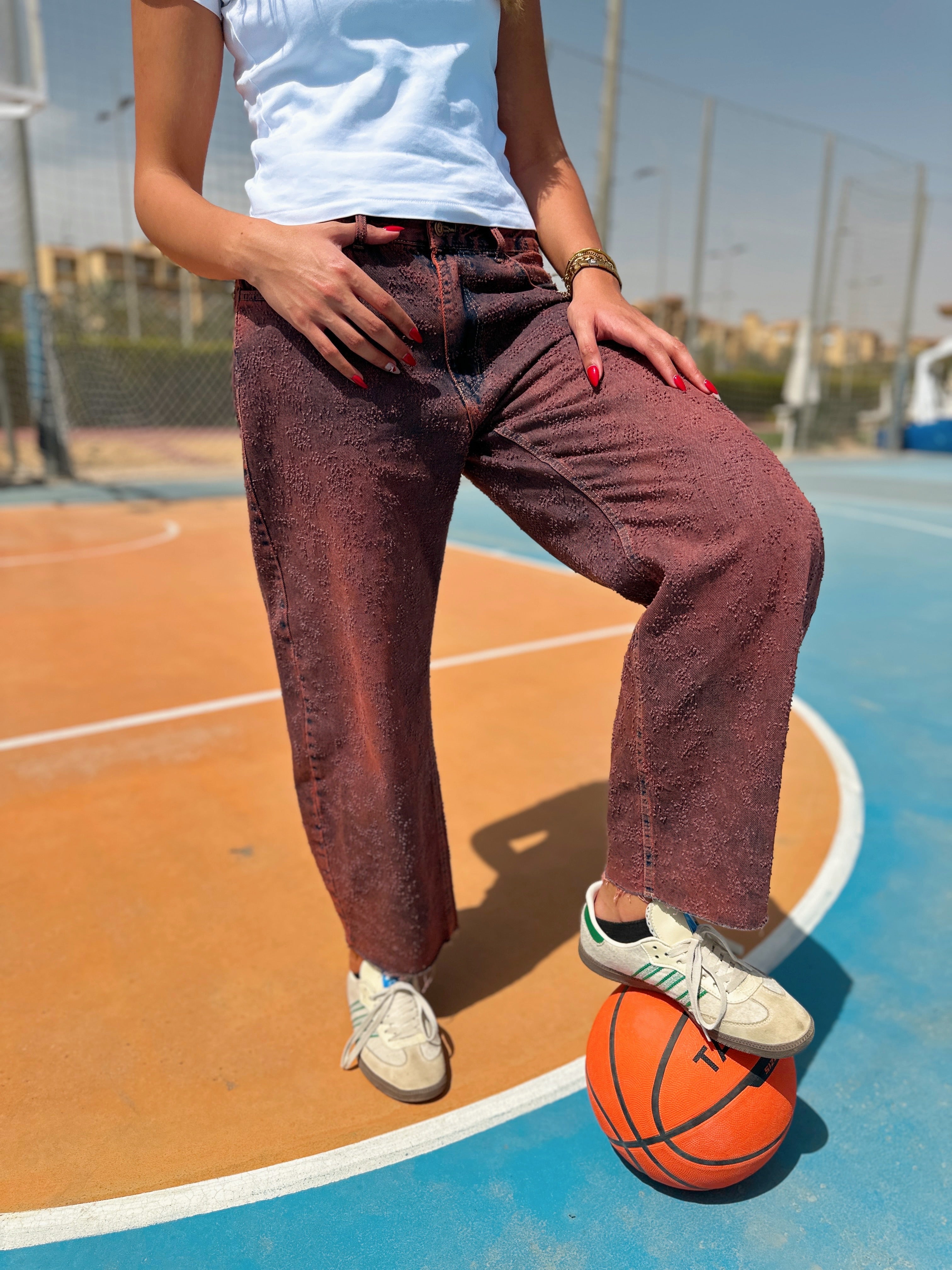 Distressed Balloon Denim