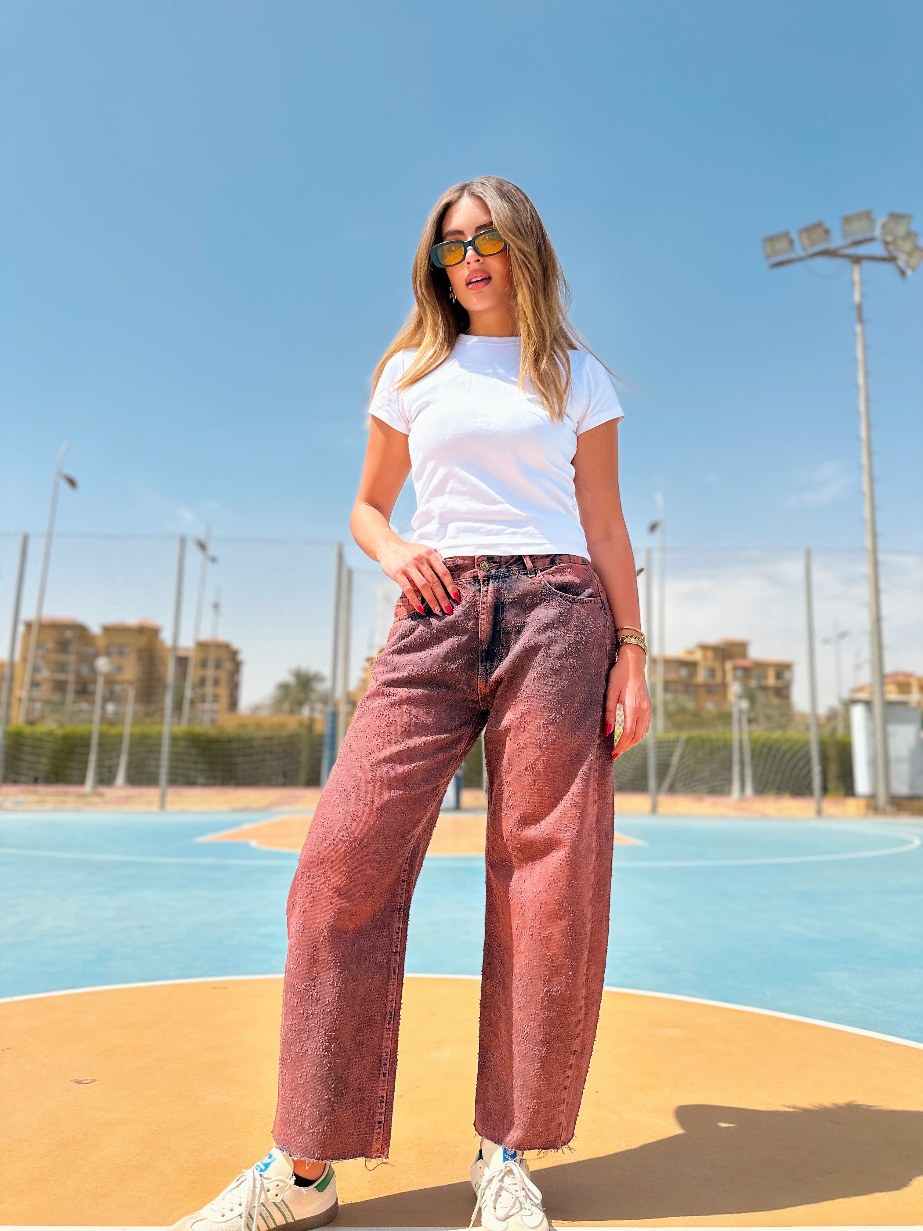 Distressed Balloon Denim