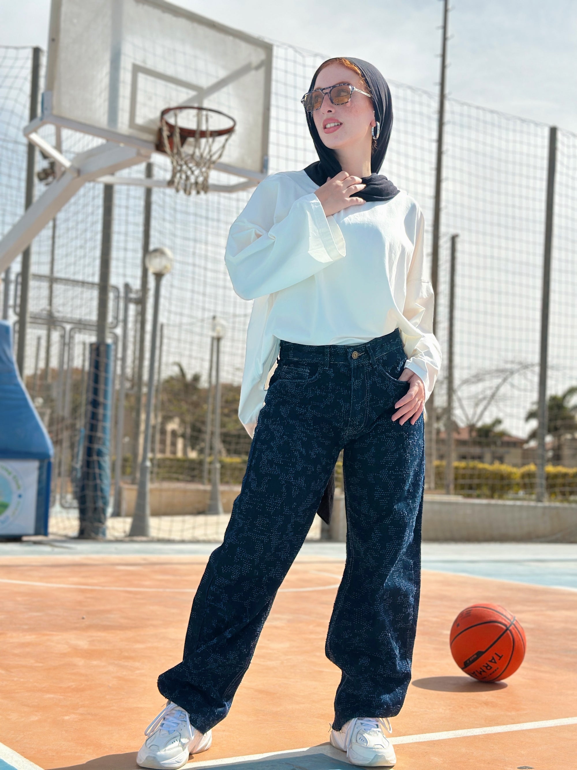 Distressed Balloon Denim