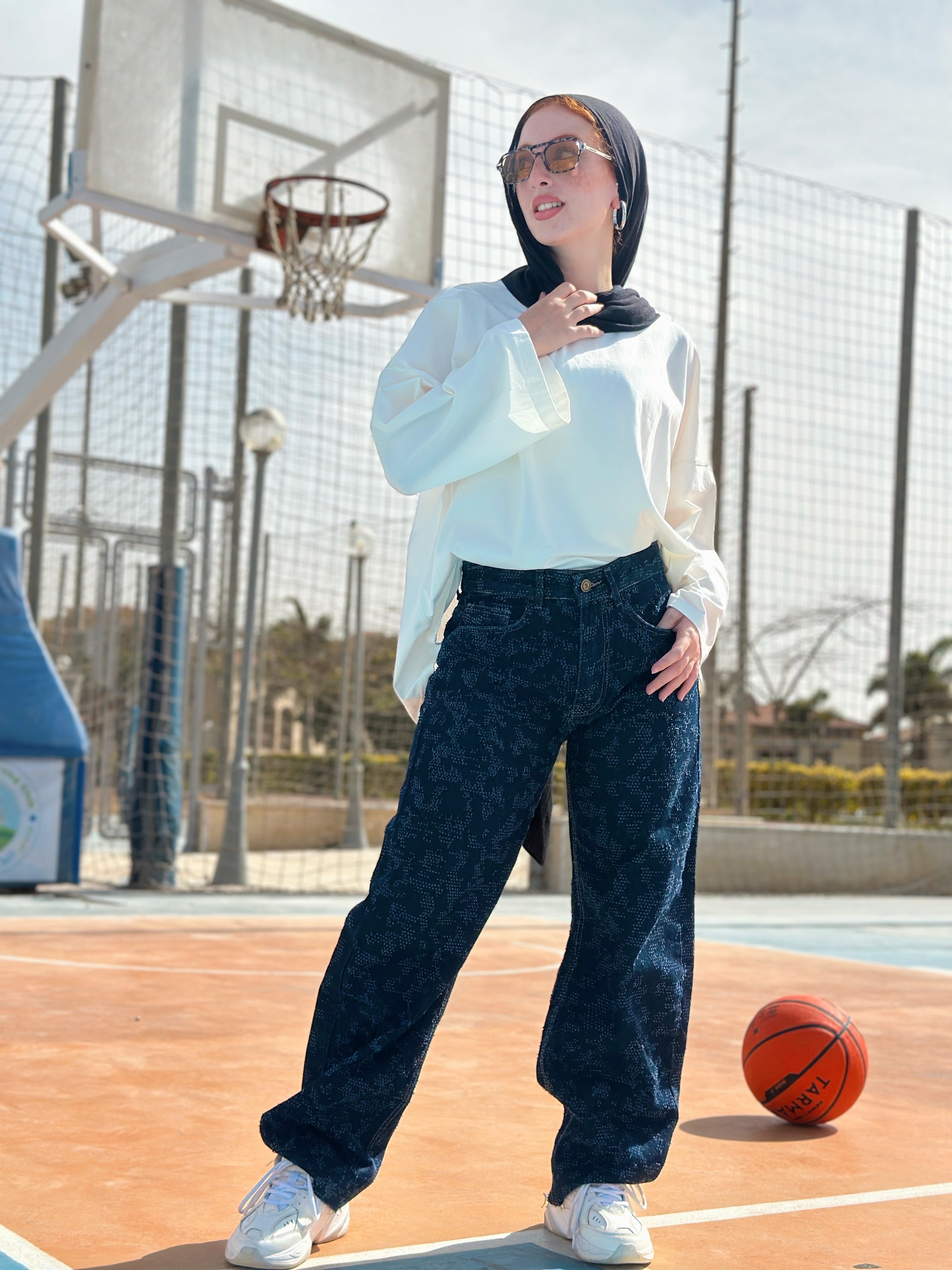 Distressed Balloon Denim